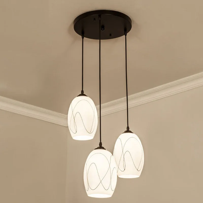 Современная Минималистичная Подвесная лампа с тремя лампами стеклянная E27 для