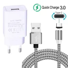 Магнитный зарядный кабель с разъемом USB Type-C для Huawei P40, Honor view 20, 30 Pro, Redmi 9, Note 8, 9s, 5 В, 2 А, настенное зарядное устройство для Samsung A30s