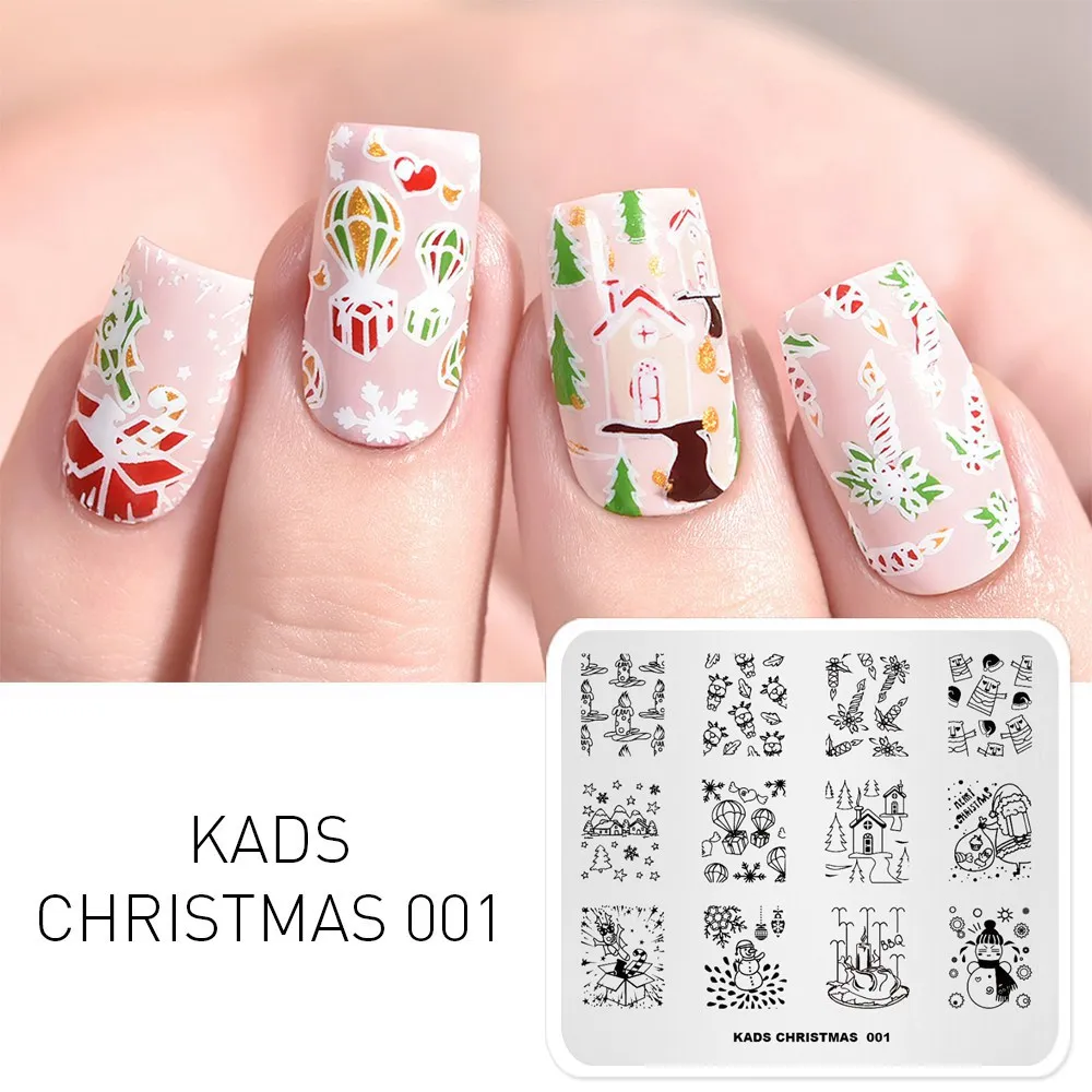 CHRISTMAS 001 Новинка 7*8 см штамповки пластины красота дизайн из нержавеющей стали шаблоны для дизайна ногтей DIY Рождественский трафарет печать штамп-печатка - Цвет: CHRISTMAS 001