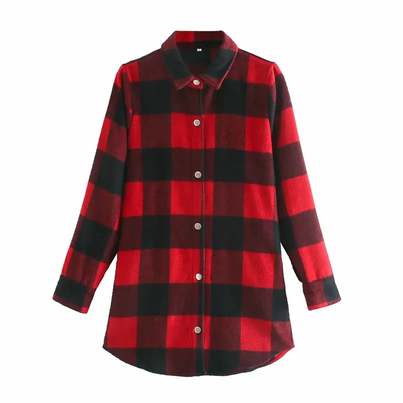 

ZA 2021 autumn new women's clothing fashion all-match European and American style casual loose temperament mid-length plaid coat