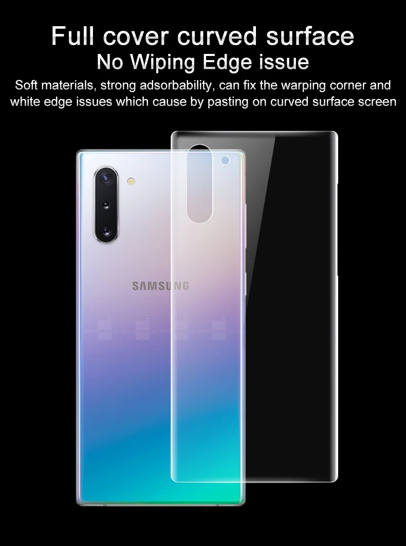 Imak гидрогель пленка для samsung Galaxy Note 10 плюс сзади спереди Экран защитный прозрачный Олеофобное
