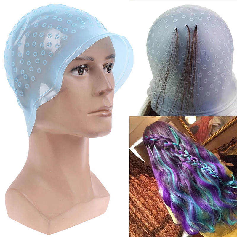 

Hair Color Styling Tools Reusable Silicon Highlights Hat Hair Colouring Highlighting Dye Cap Frosting Tipping Dyeing Color Tools