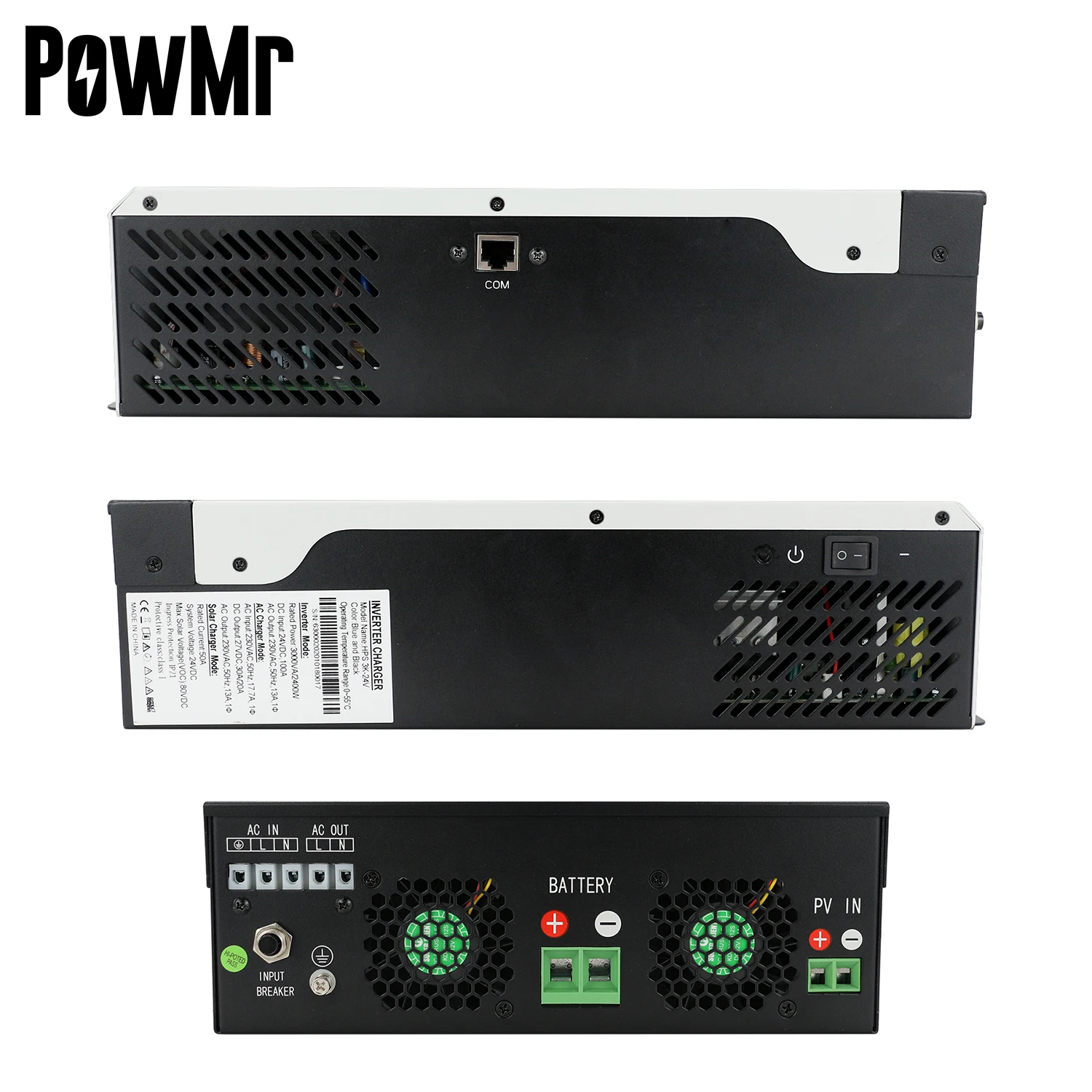 PowMr 3KVA/2400W Pure Sine Wave 24V 220V Hybrid Inverter Built-in 50A PWM Solar Charge Controller Battery Charger Inversor HPS3K |