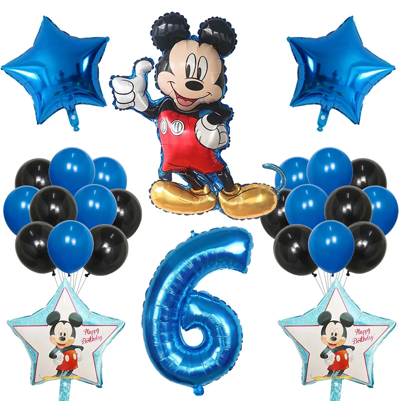 

26pcs Mickey Minnie Mouse Foil Balloon Number Latex Balloons Baby 1 2 3 4 5 6 7 8 9st Birthday Party Decoration Kids Toy Globos