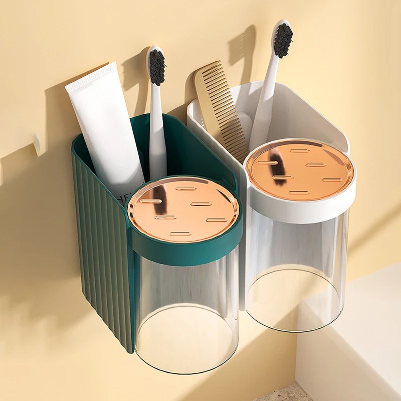 

100% Brand New High Quality Household Supplies Wall-Mounted Cup Holder Wall-Mounted Toothbrush Holder Bathroom Accessories