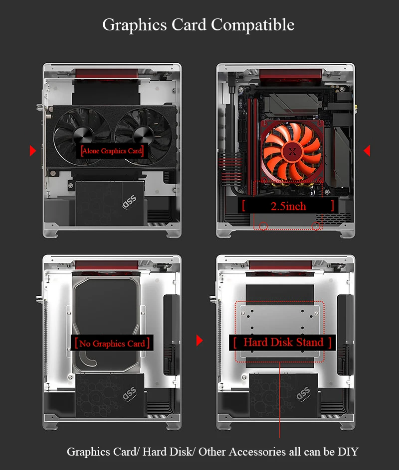 A1 полностью алюминиевый HTPC Mini ITX чехол для настольного компьютера Поддержка