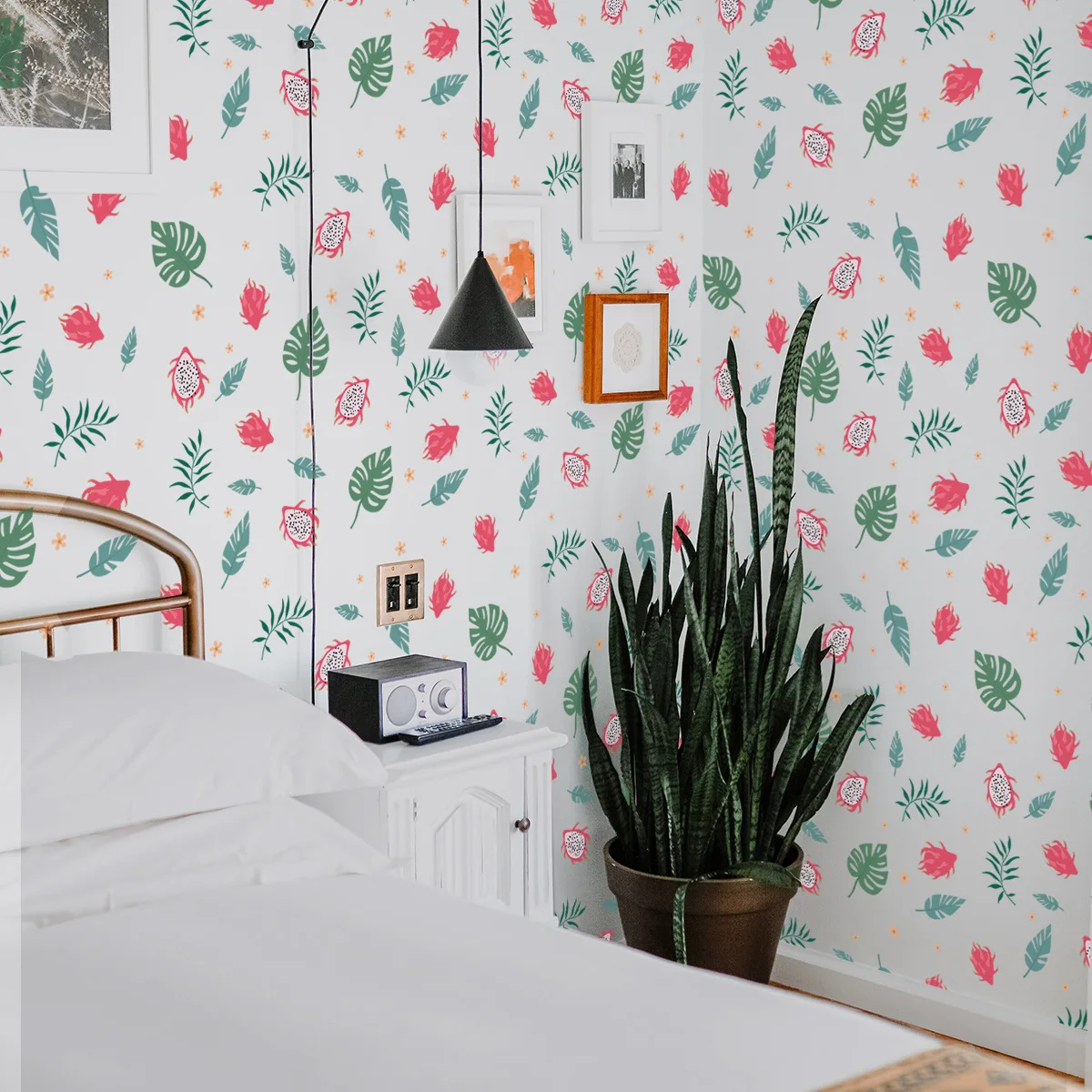 

Creative Fruit Fire Dragon Fruit Green Plant Background Wall Sticker Living Room Children's Bedroom Home Decoration Sticker