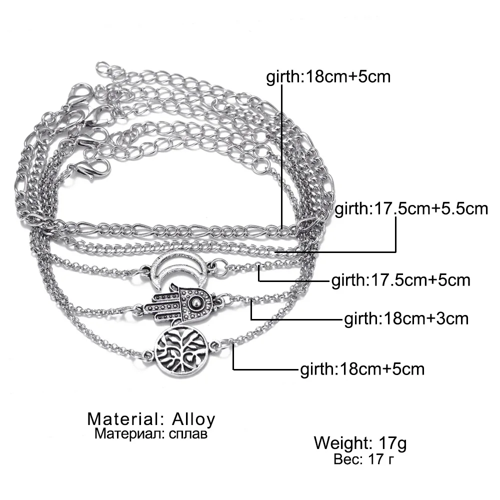Женский браслет-цепочка DIEZI Богемский Браслет серебряного цвета с цветком ладони