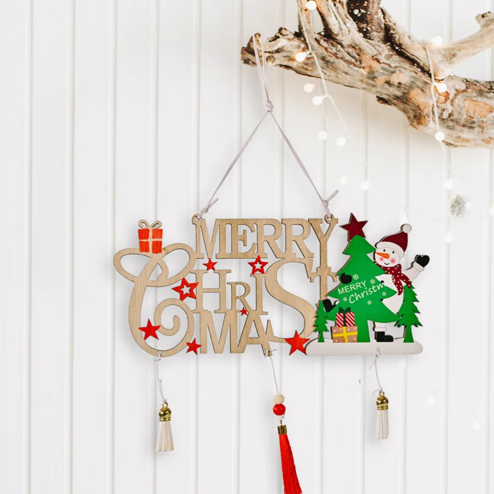 

3pcs Festival Xmas Tree Adorns Household Xmas Old Man Snowman Hanging Boards