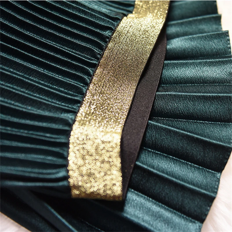 Металлическая сатиновая плиссированная юбка весна-лето 2019 новая модная с