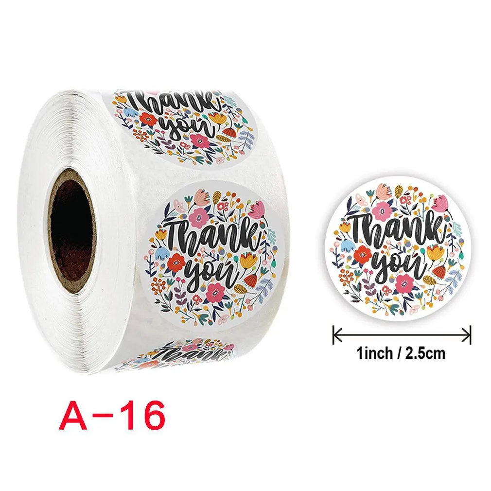 

Flowers Thank You Stickers Self Adhesive Birthday Party Wedding Envelope Seal Roll Copper Decoration Stickers