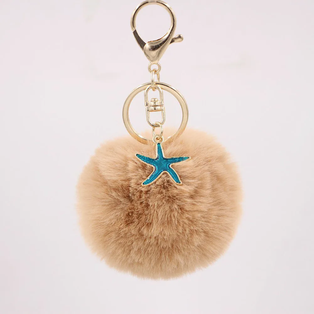 Starfish Pom ключ &quotпомпон&quot цепь плюшевая сумка Шарм брелок пушистый меховой шар