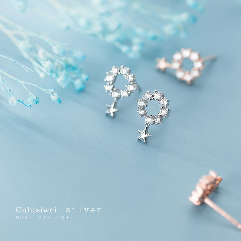 Серьги-гвоздики женские из серебра 925 пробы с фианитами | Украшения и аксессуары