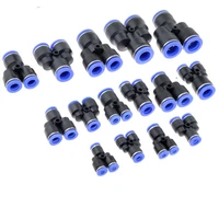 y pneumatic connector tee union push in fitting for air pipe joint od 4 6 8 10 12 14 16mm pneumatic fittings py