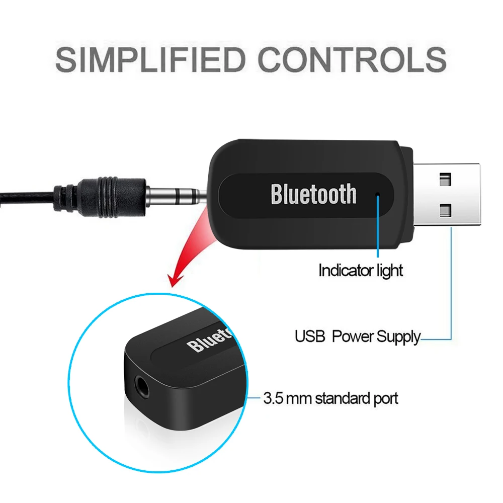 Bluetooth AUX мини музыкальный ресивер USB адаптер беспроводной стерео аудио для IPhone