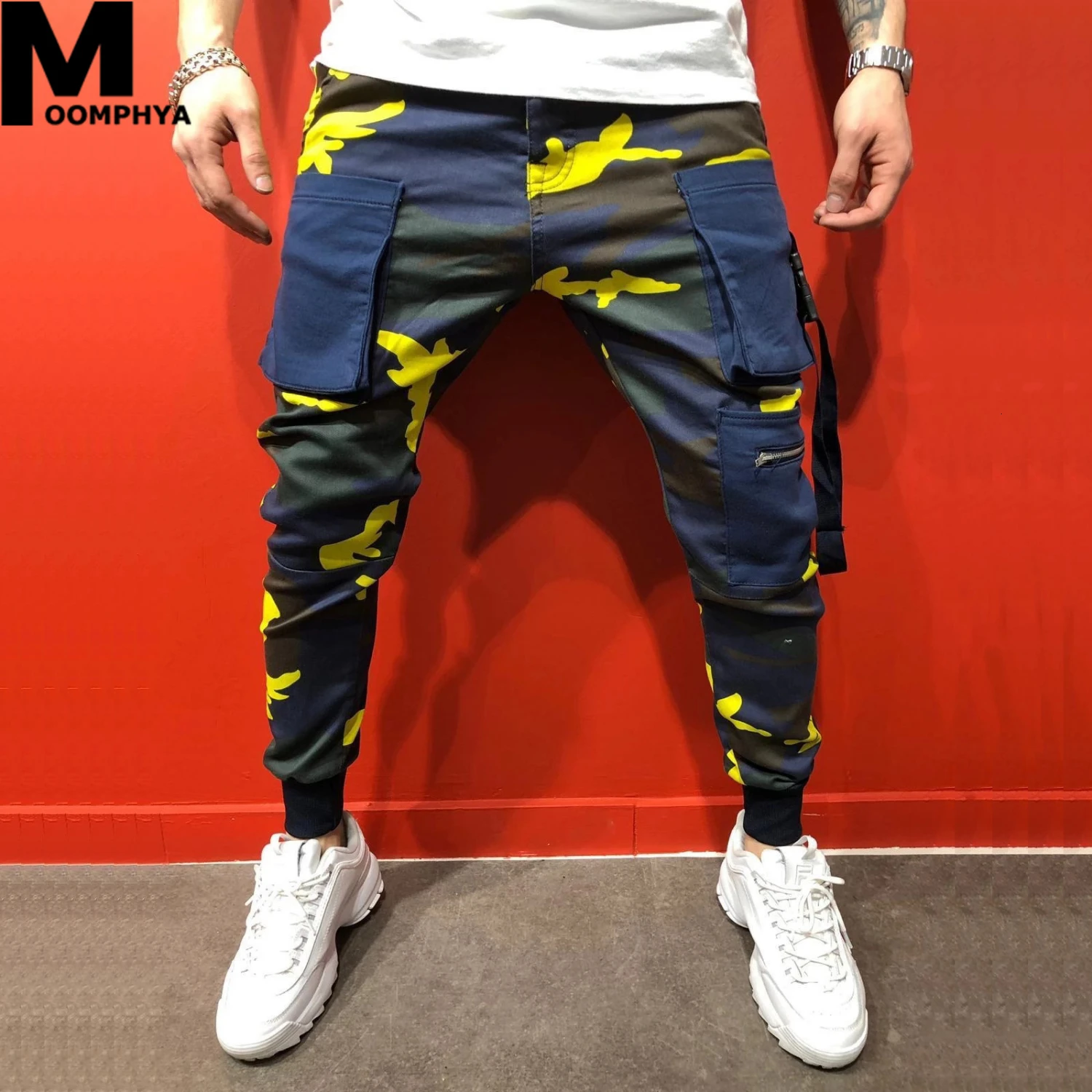 Мужские джоггеры Moomphya с боковыми карманами на молнии штаны уличная одежда в