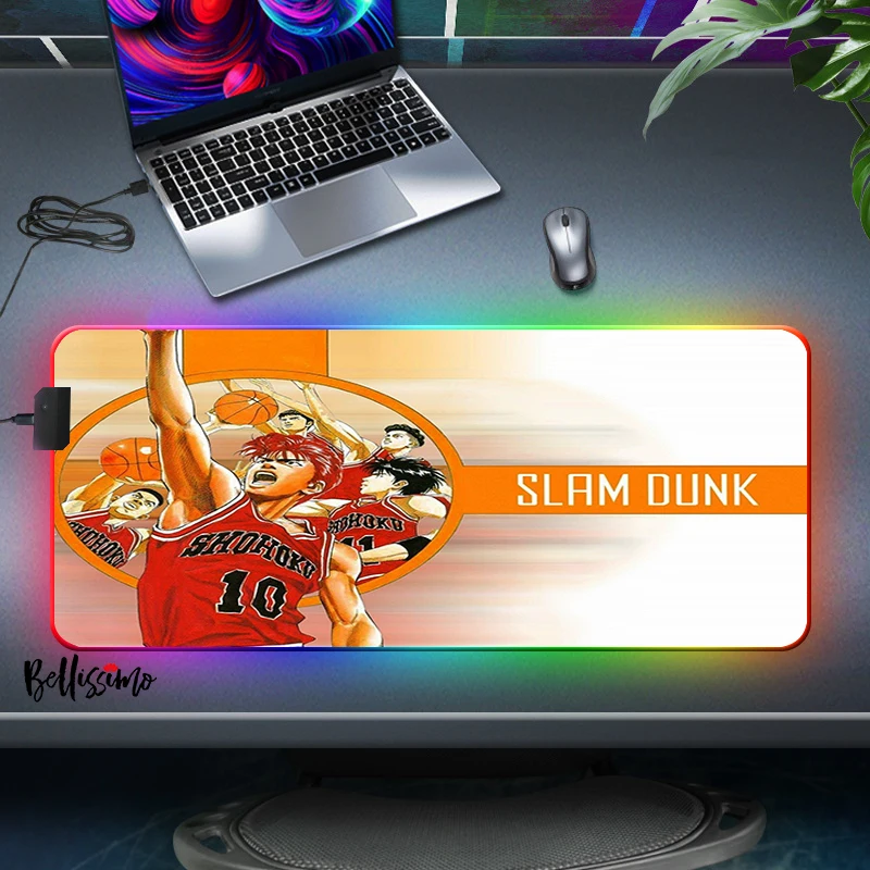 

RGB Mouse Pad Slam Dunk Gaming Accessories Computer Large Mousepad Backlit XL LED Gamer Mause Carpet 900x400 Desk Mat CS GO LOL