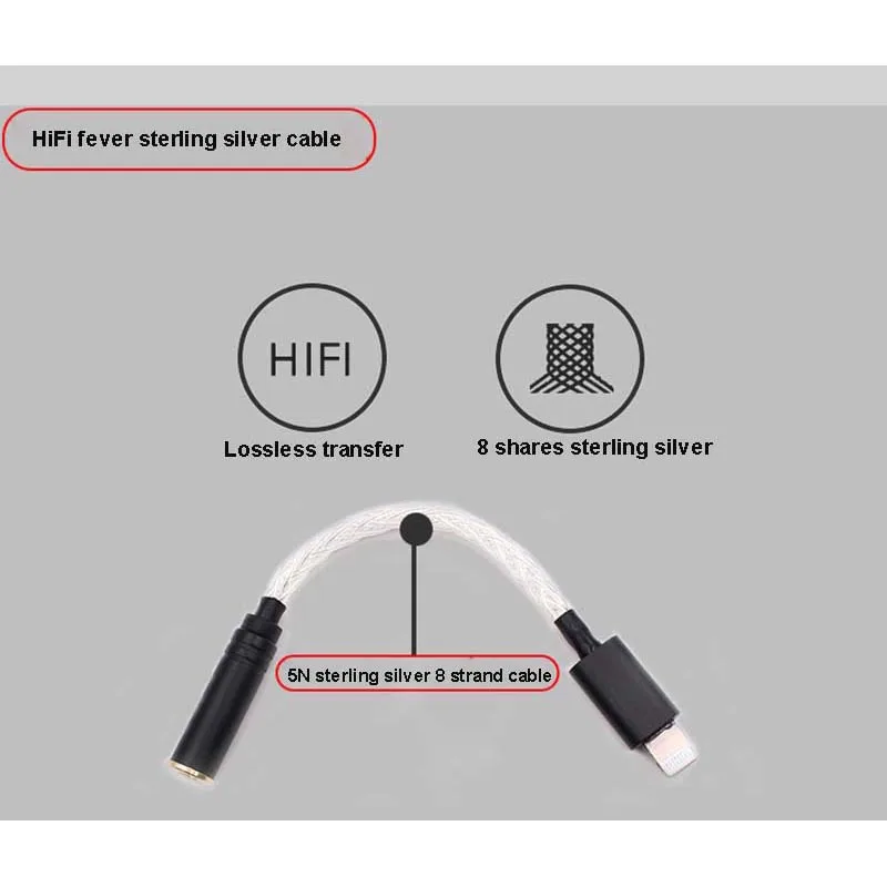 Адаптер для наушников Lusya из стерлингового серебра iPhone 7 8 X AUX адаптер Lightning 3 5 мм 4 2