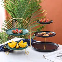 fashion creative pastry double layer cake tray display stand european style simple fruit plate wrought iron snack rack lb81816
