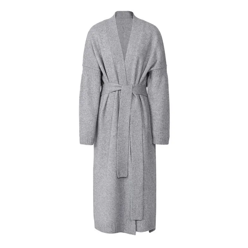 LANMREM 2020 Spring New Fashion Solid Color Loose Long Over The Knee Cardigan Wool Sweater Coat Female PB584 |