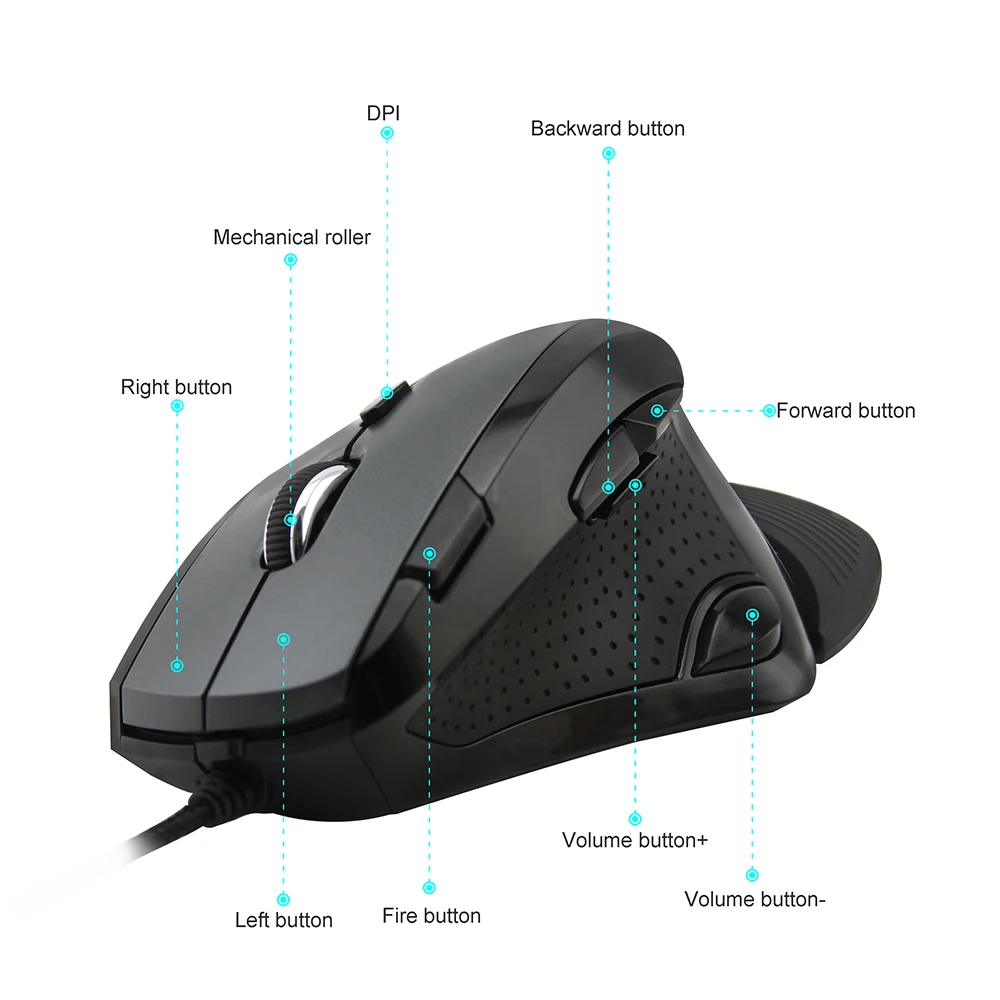 Delux M910BU вертикальная мышь 4000 dpi эргономичная Проводная игровая 9 кнопок