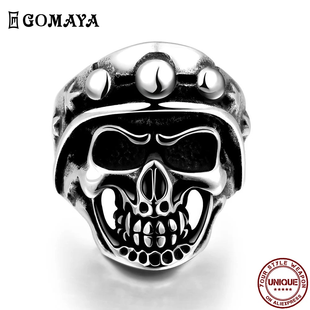 

316L Stainless Steel Skeleton Skull Rings For Men And Women Black Fashion Punk Neo-Gothic Vintage Ring Party Fine Jewelry New