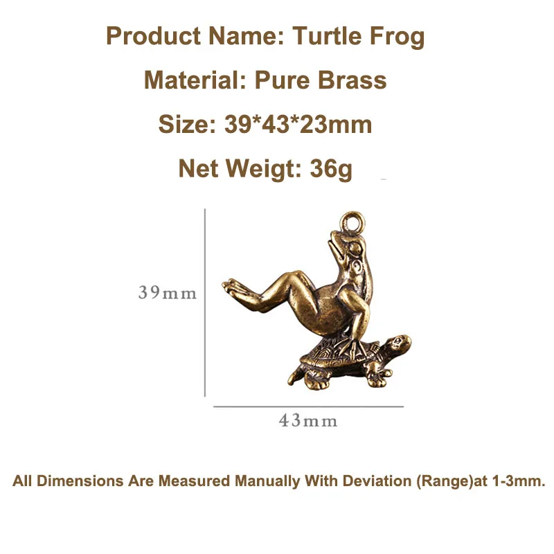 

Vintage Copper Turtle Carrying Frog Tea Pet Keychain Pendants Ornaments Antique Bronze Tortoise Frog House Decor Figurines