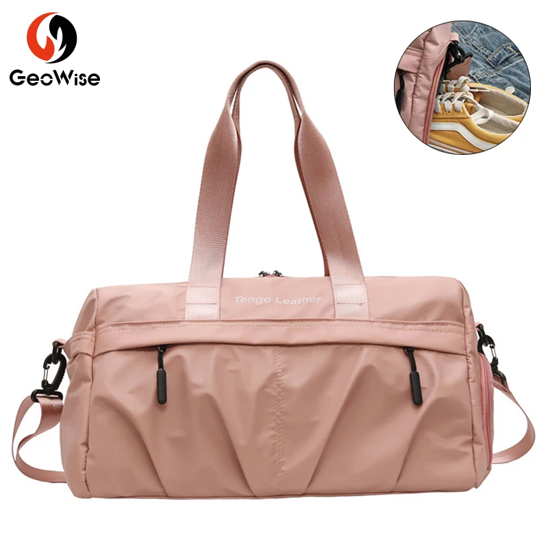 Женская розовая спортивная сумка Мужская черная нейлоновая Водонепроницаемая