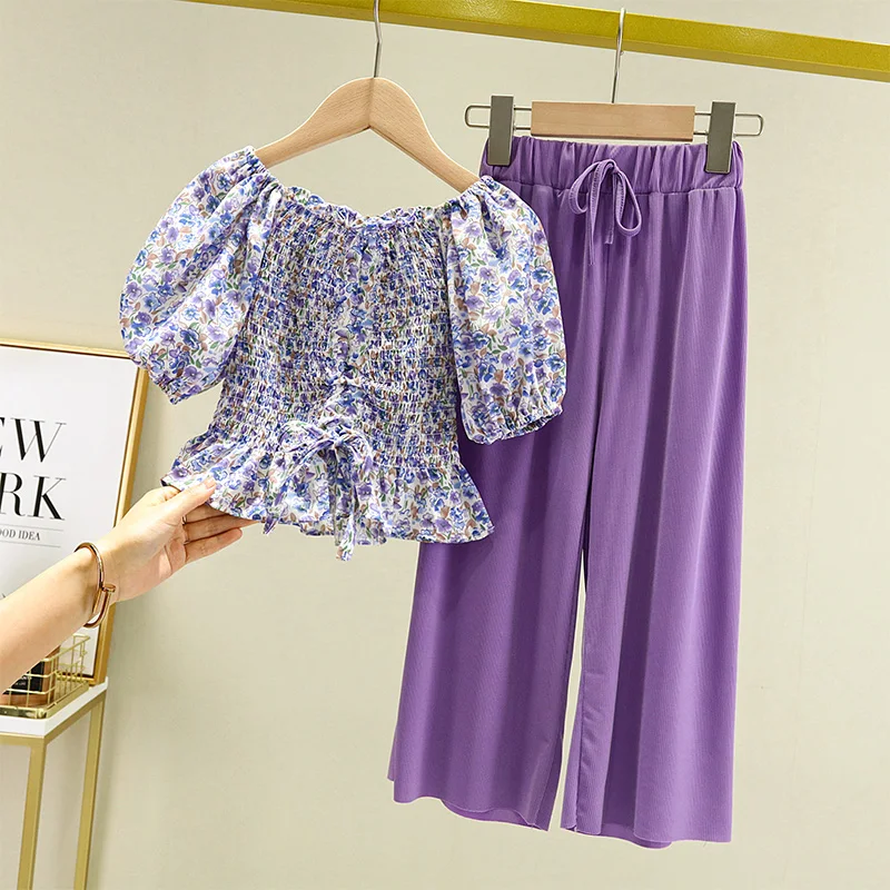 

New Summer Baby Girls Clothing Sets 2021 Floral Tops & Long Trousers Kids Clothes 2Pcs Cute Children Clothing Girls Outfits