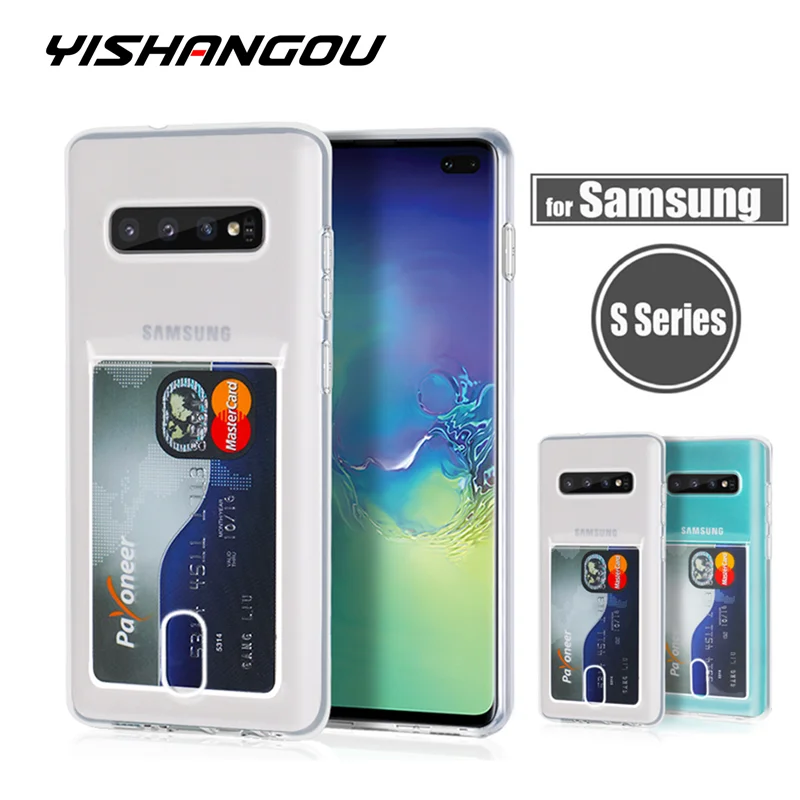 YISHANGOU чехол с отделениями для карт для samsung Note 10 Plus, прозрачный мягкий силиконовый чехол для samsung S10