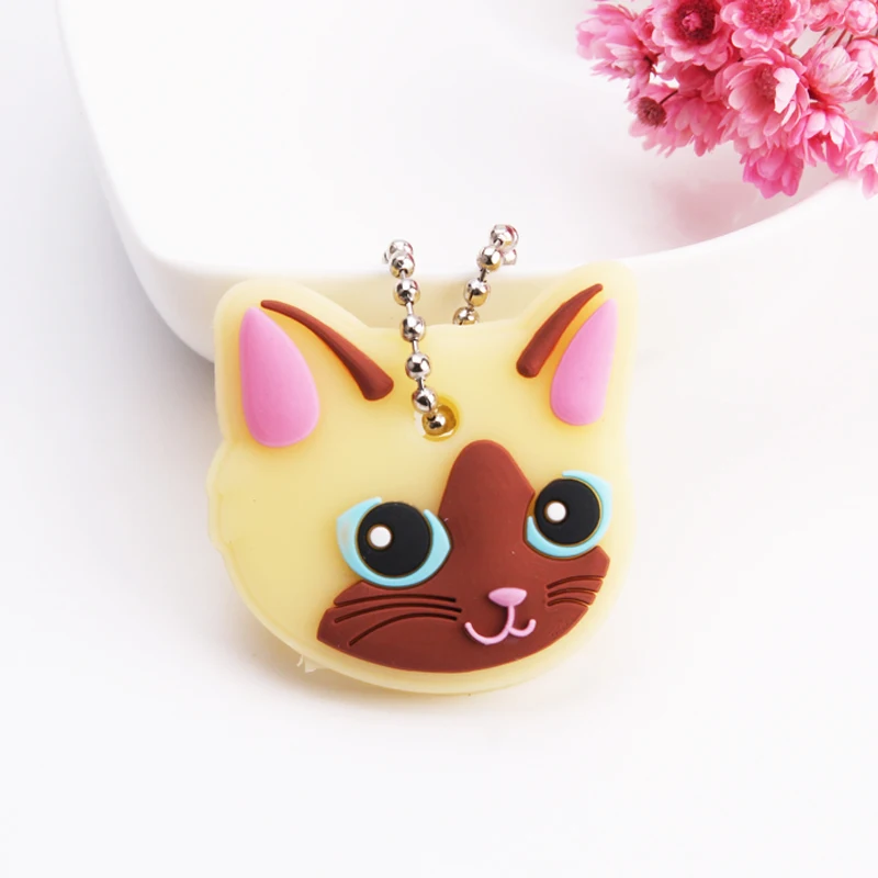 Cartoon Anime Cute Key Cover Cap Silicone Mickey Stitch Bear Keychain Women Gift Owl Porte Clef Minne Key Chain - Цвет: Photo Color38