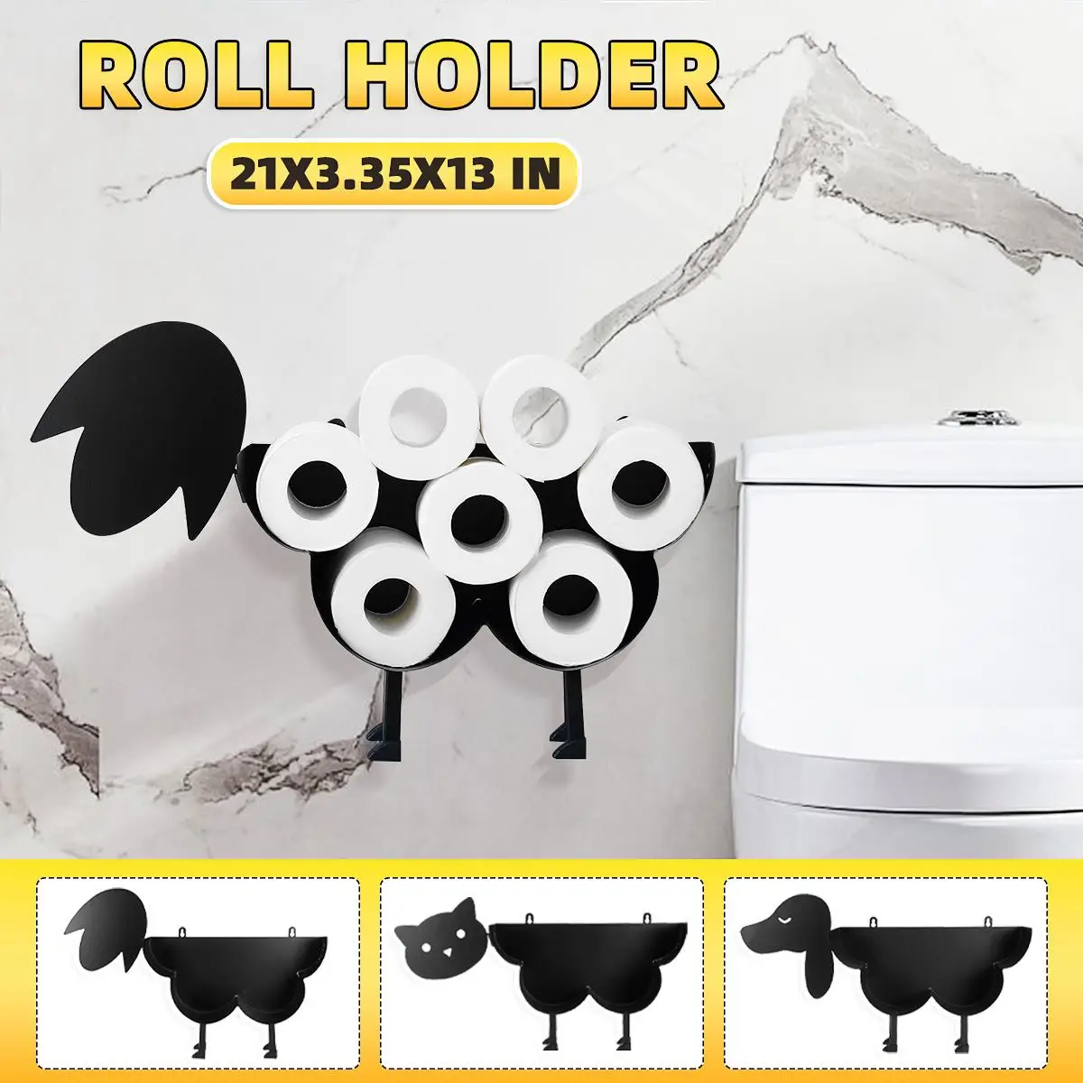 

Домашний декоративный держатель для туалетной бумаги 6Kin, держатель для рулонов черной овечьей кошки собаки, металлический настенный или ст...