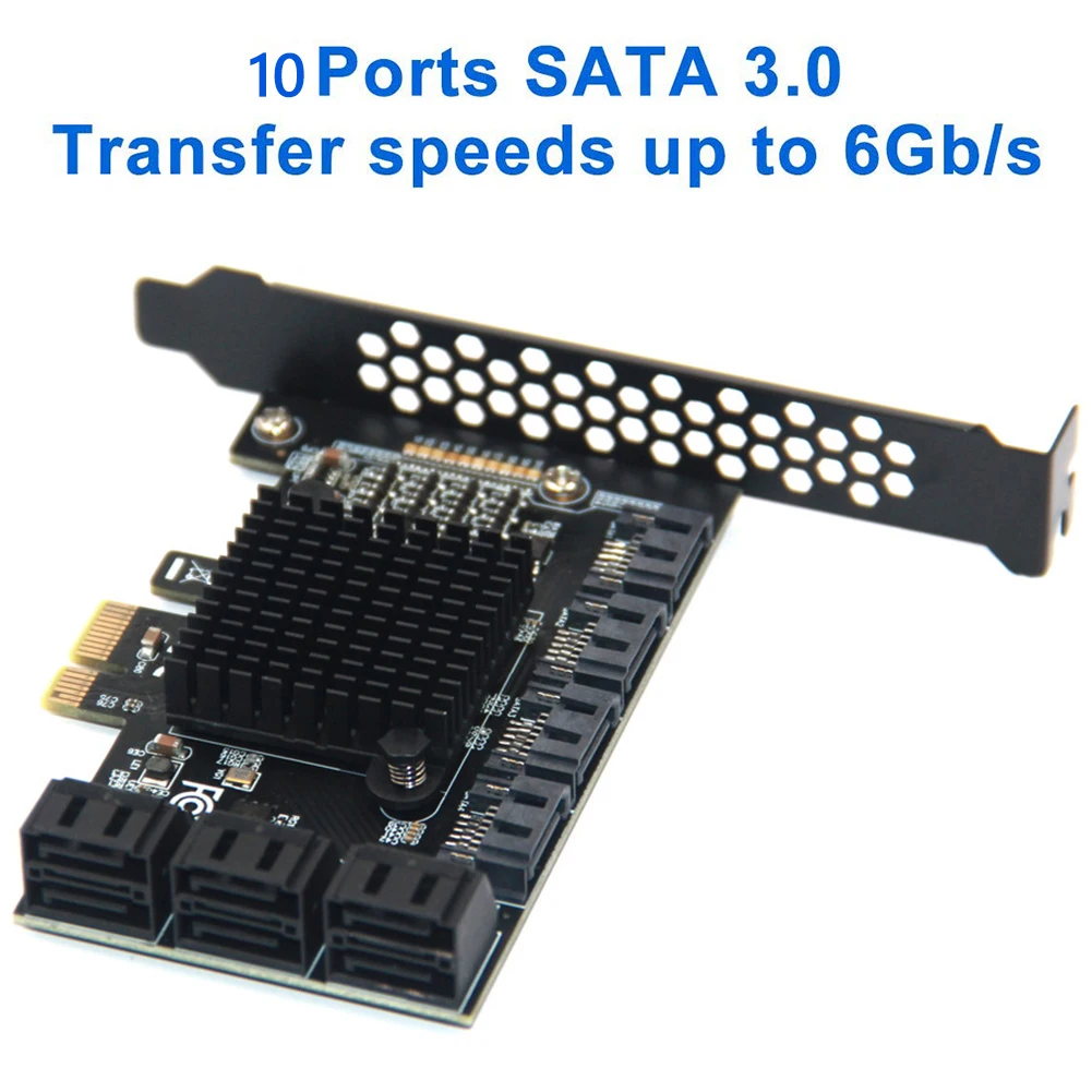 

SATA PCIE 1X Adapter 4/6/10 Ports PCIE X4/X8/X16 to SATA 3.0 6Gbps Rate Riser Expansion Card SATA III PCI Express for PC Compute