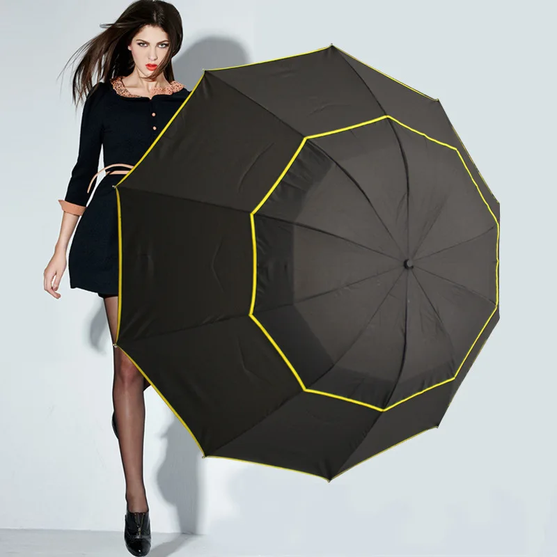 

Men Family Travel Business Paraguas 130cm Double Strong Wind Resistant Umbrella Rain Women Large Folding Non-automatic Umbrellas