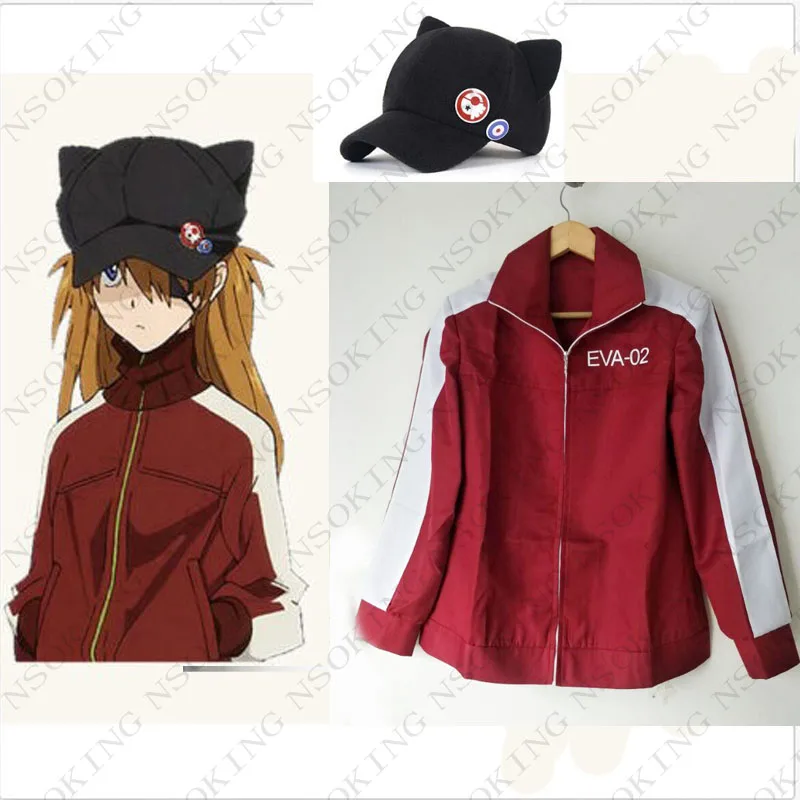 Anime EVA Asuka Langley Soryu Cosplay Costume Hoodie jacket coat Tailor Made - Цвет: 03 coat hat