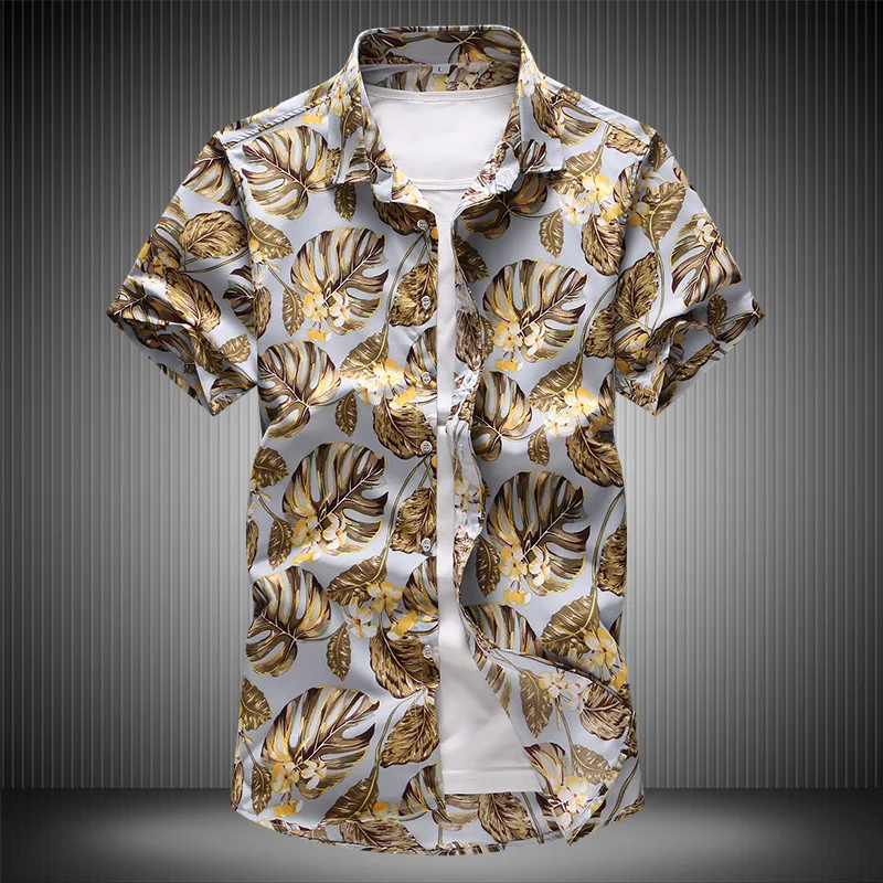 

Gold High Shirt Quality 7XL 2021 Summer Men's Hawaiian Floral Shirts Short Sleeve Casual Shirt Great Printing Design 6910