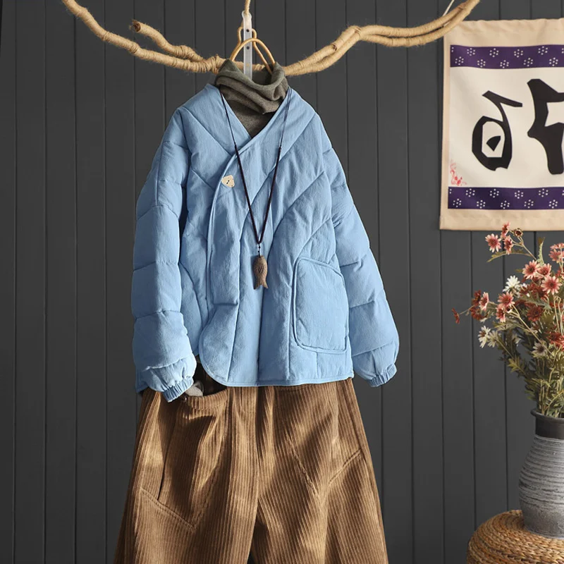 

Sleeve solid color cotton coat women's winter loose cotton coat cotton coat bread coat