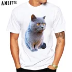 Мужская футболка с коротким рукавом, с забавным британским короткошерстным котом, с 3D принтом, в стиле хип-хоп