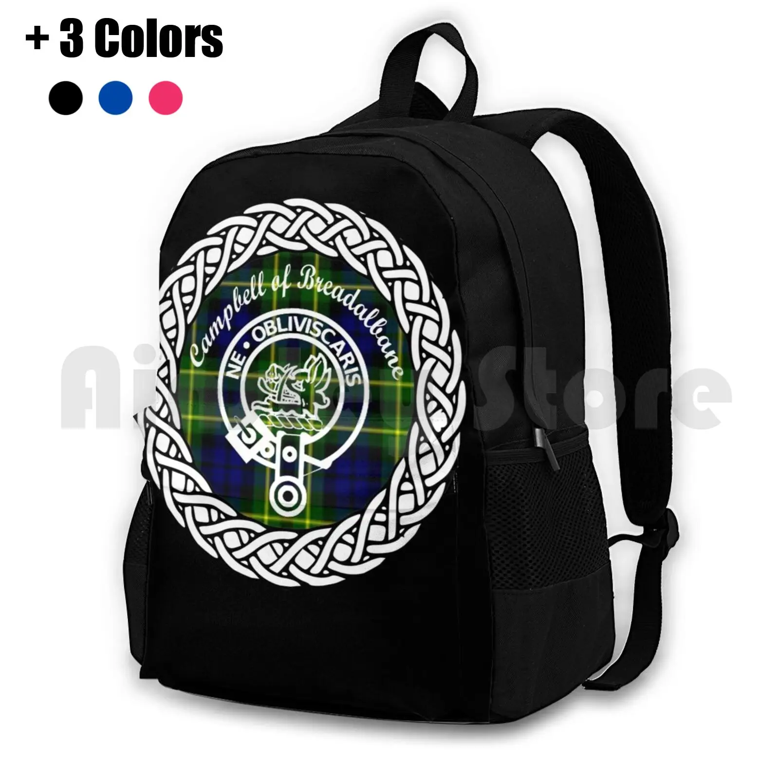 

Clan Campbell Of Breadalbane Surname Last Name Tartan Crest Badge Outdoor Hiking Backpack Waterproof Camping Travel Campbell
