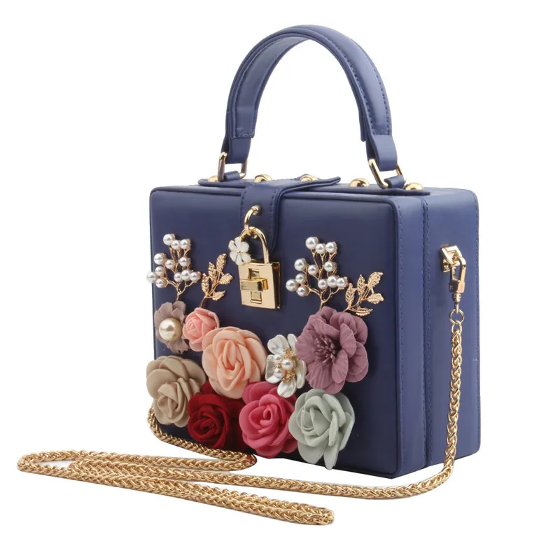 

Luxury Handbags Women Flower Diamond Design Shoulder Crossbody Bags Chains Evening Flap Ladies Box Lock Clutch Purse