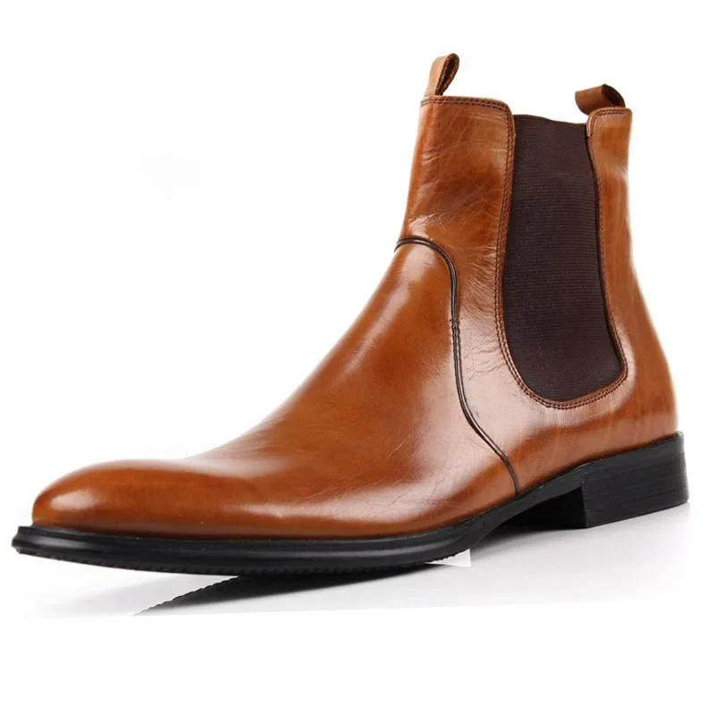 

Luxury Chelsea Boots Genuine Suede Leather Men's Ankle Boots High Grade Slip On Elastic Band Basic Boots High Top Shoes Men G169
