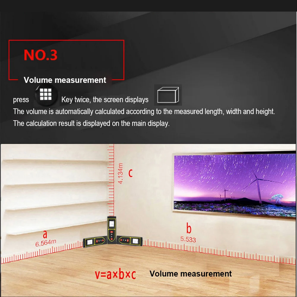 

40m/50m/60m Laser Rangefinder High Precision Electronic Ruler Infrared Area Volume 3s Measuring Instrument Measuring Room Ruler