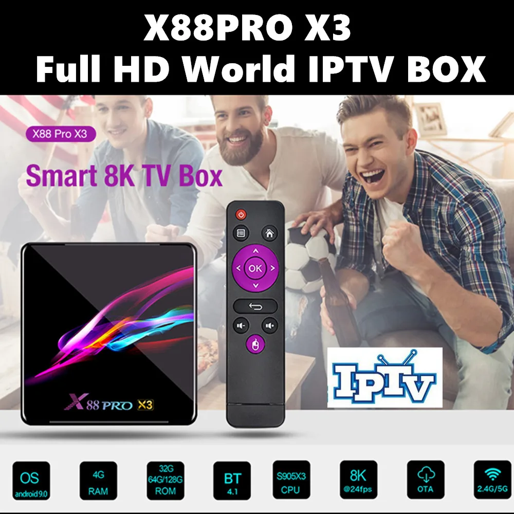 ТВ приставка X88 PRO X3 Amlogic S905X3 на Android 9 0 4 Гб ОЗУ 128 ГБ 64 для Smart TV 8K медиаплеер