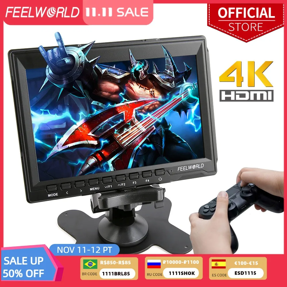FEELWORLD 7 inch Portable LCD HD Gaming Monitor 4K HDMI IPS HD Screen Display Game Monitors for XBOX ONE PS3 PS4 Switch Laptop