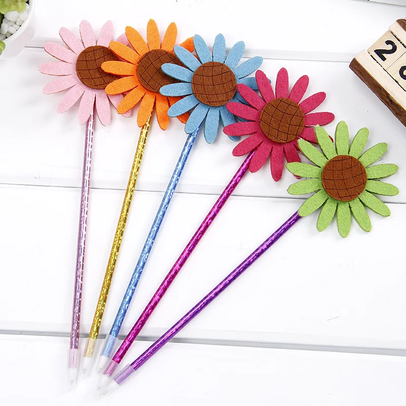 

40pcs factory direct selling cartoon creative sunflower ball pen small flower blue ball pen student stationery