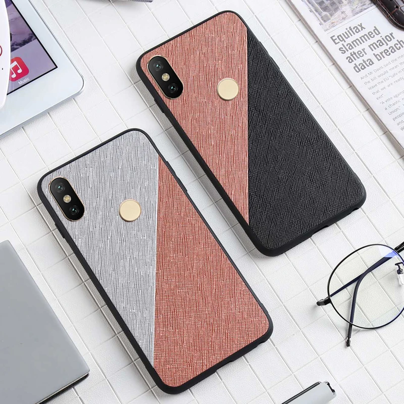 Etui чехол для Xiaomi Redmi Note 6 pro Note6 тканевая ткань Texure Bumper SiIicone мягкий бампер рамка