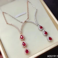 kjjeaxcmy fine jewelry natural ruby 925 sterling silver women pendant necklace chain support test lovely