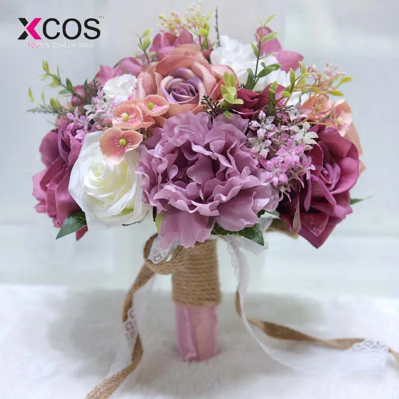 XCOS романтические 2020 Свадебные цветы букеты белый цвет слоновой кости розовый