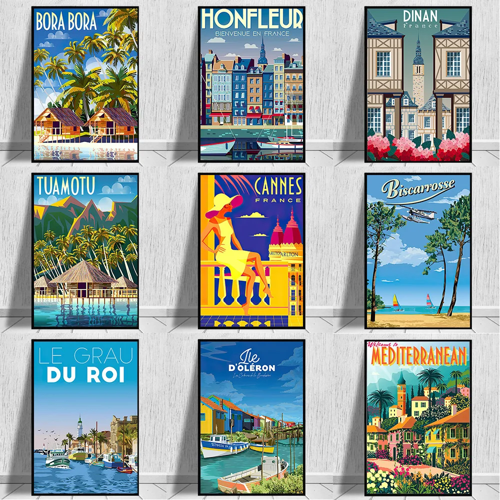

World Famous Architecture Travel Posters And Prints Magazine style Landscape Art Pictures Wall Painting For Living Room Decor