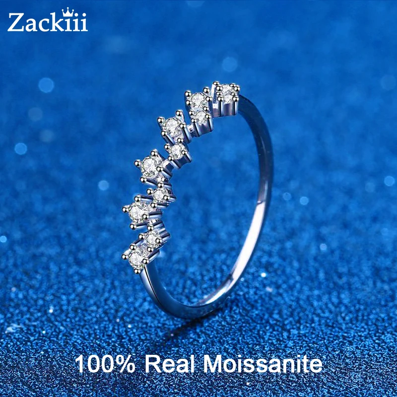 0.4 karat elmas sonsuzluk düğün Band 100% Lab Moissanite nişan yüzüğü kadınlar için gümüş istiflenebilir alyanslar